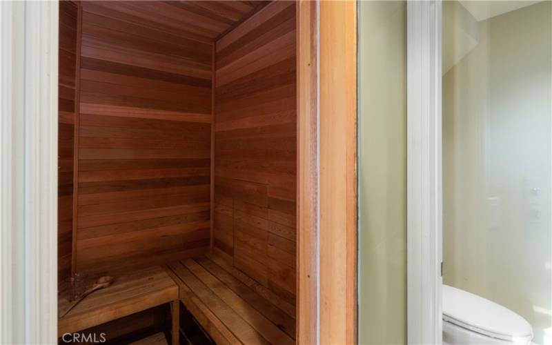 The master suite includes a steam sauna.