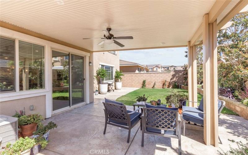 Patio with lights and fan