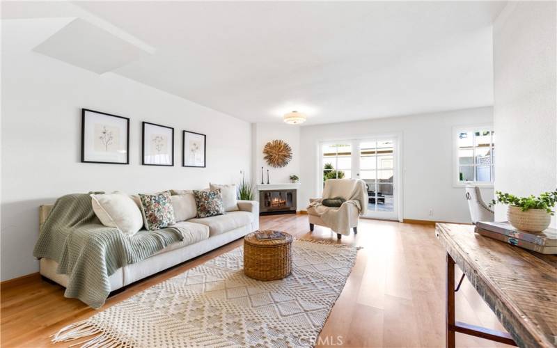 Living Room and a view of the French Doors that lead to the back patio.