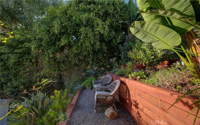 Sitting area in the terraced garden