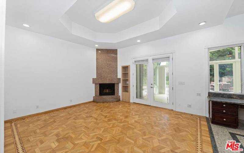 Kitchen Den with Fireplace