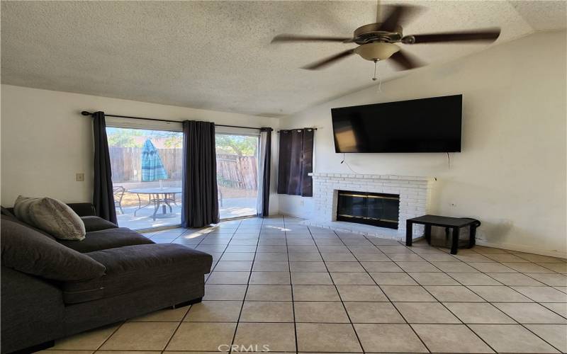 Living room with vaulted ceilings