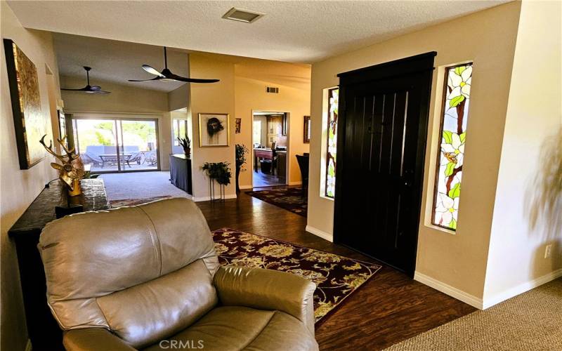 Living room open to dining and family rooms