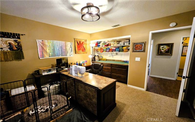 quilting room, closet with built in cabinets