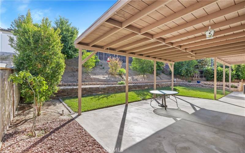 Covered patio space in rear yard