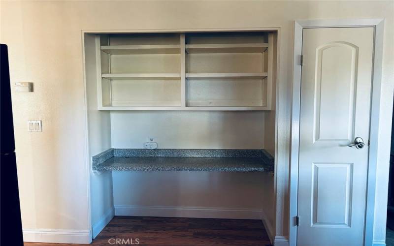 Office nook in kitchen hall area.