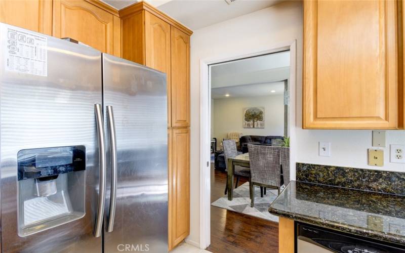 View of the dining and living room from the kitchen.