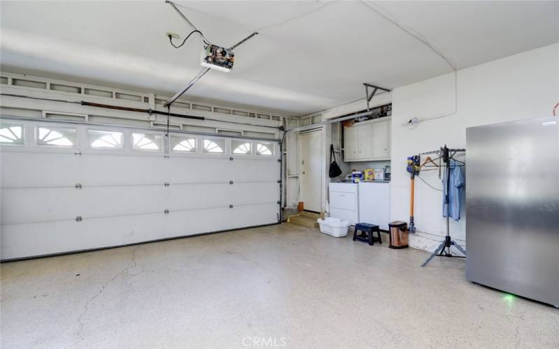 The garage is clean and spacious.