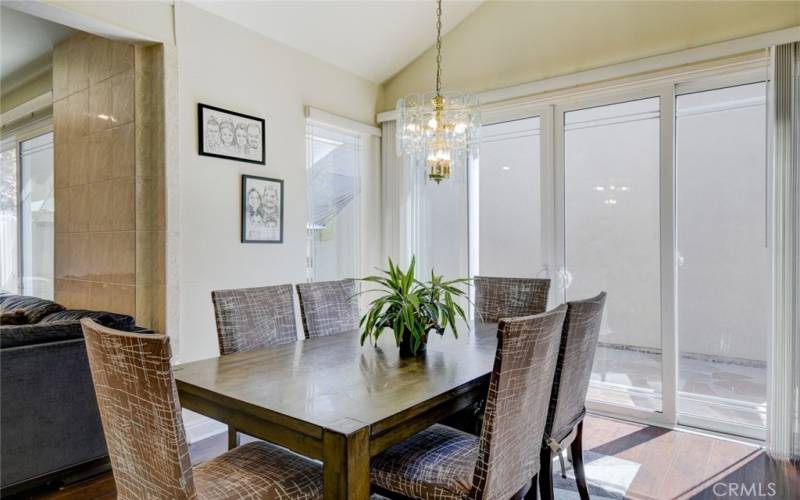 Dining area with sliding doors to the patio.