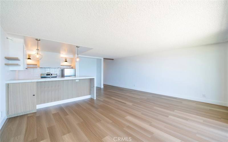 Living area, facing kitchen