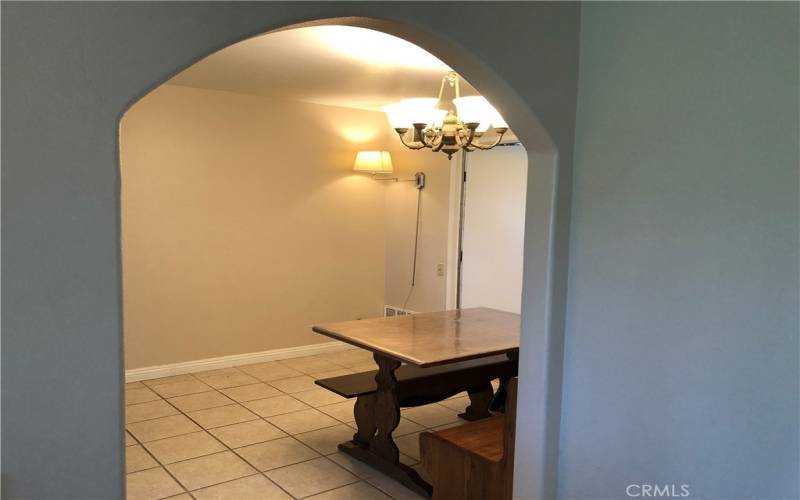 Dining area leading to breakfast nook