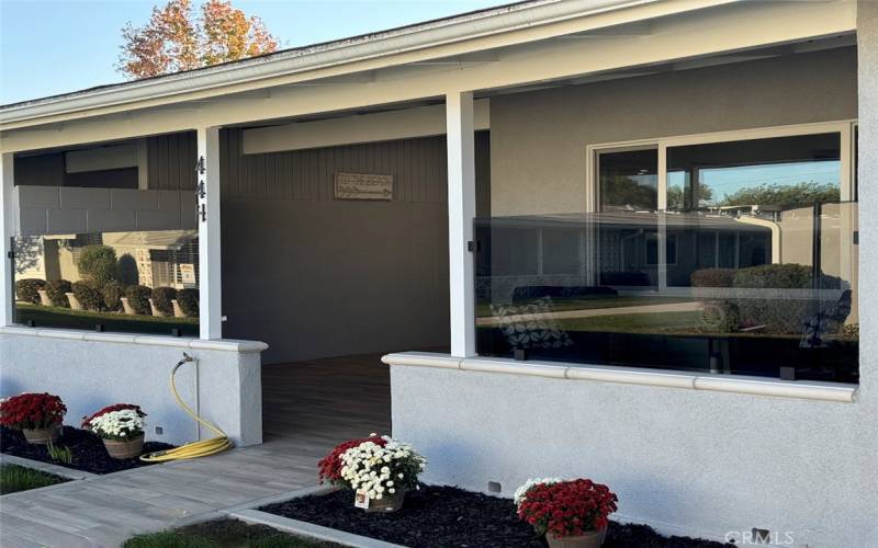 Entrance to 400 sq.ft. patio area & front door