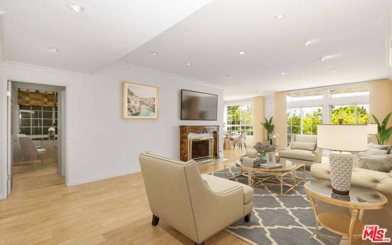 LIVING ROOM VIRTUALLY STAGED INCLUDING FLOORING