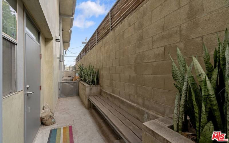 Rear patio with seating area