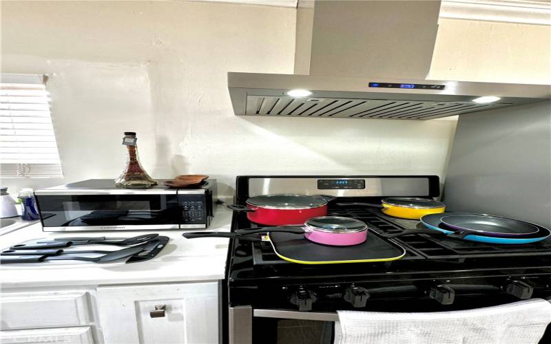 Available Items for Use Pots, Pans, Microwave, plus Cutting Board, Knives, Cooking Utensils!