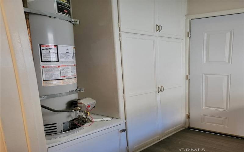 water heater, closet for storage