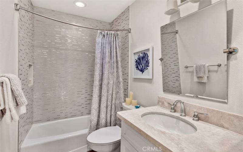 Renovated bathroom on the main level.