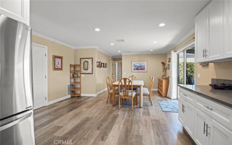 Kitchen features beautiful stainless steel appliances.