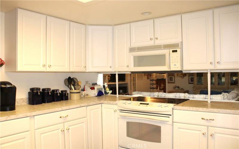 Plenty of cabinet space in kitchen.