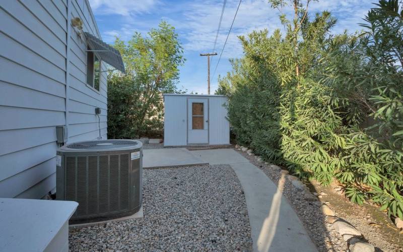 HVAC was installed in 2018, storage shed at end of path