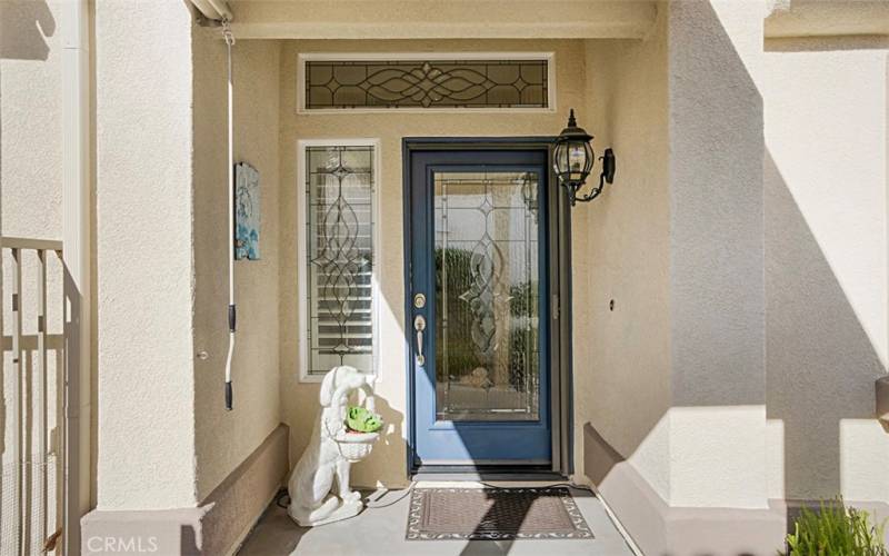 Front door with leaded glass