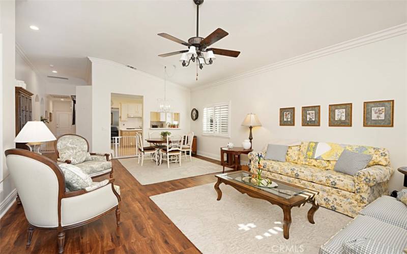 Living room looking towards dining & kitchen