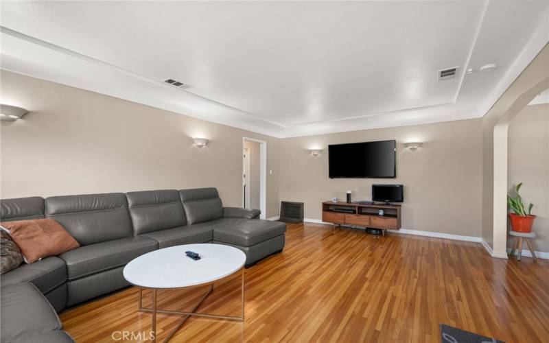 View of spacious living room.