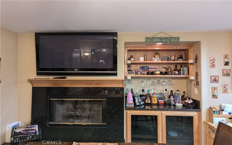 Fireplace and cabinet