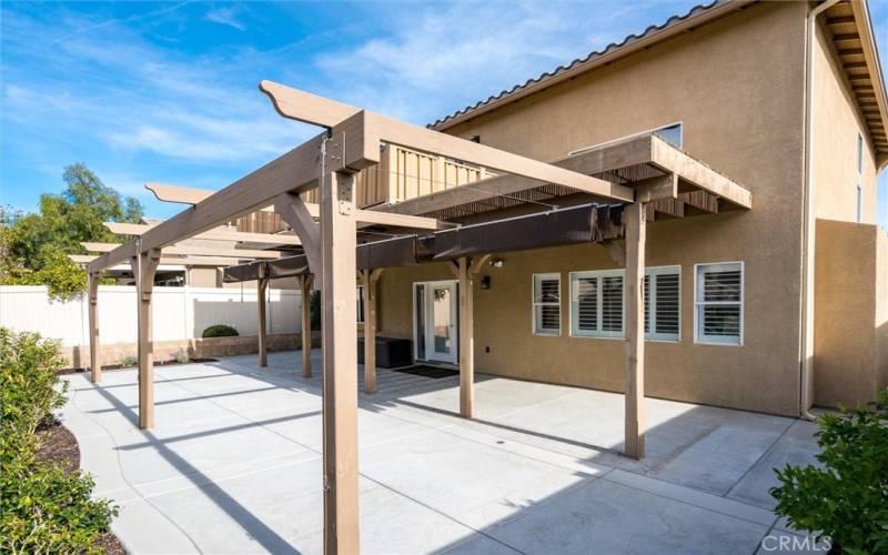 Beautifully hardscaped and landscaped back yard.