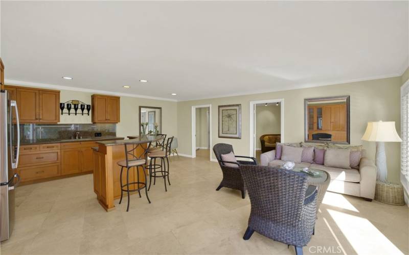 Living room towards kitchen.