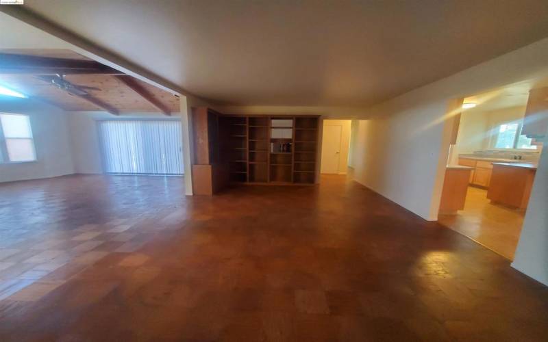 View into Family Room, Living Room and Kitchen.