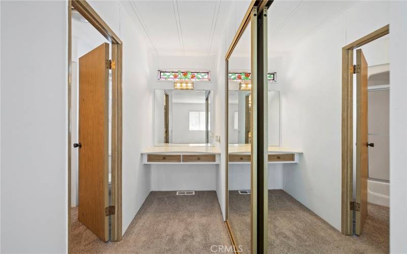 Large Master Bedroom Mirrored Closet. Photo shows 

 Private Master Bathroom Entrance