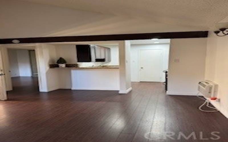 View to kitchen from living room.