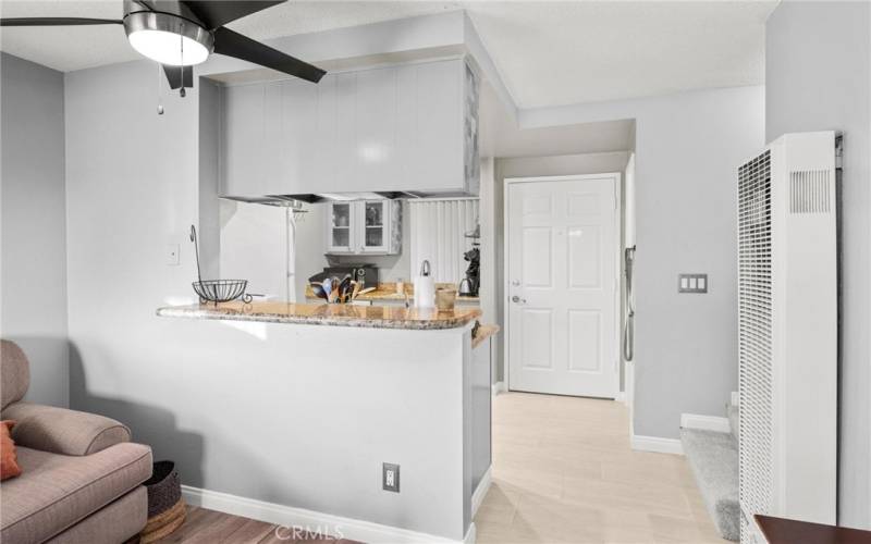 living room looking into kitchen