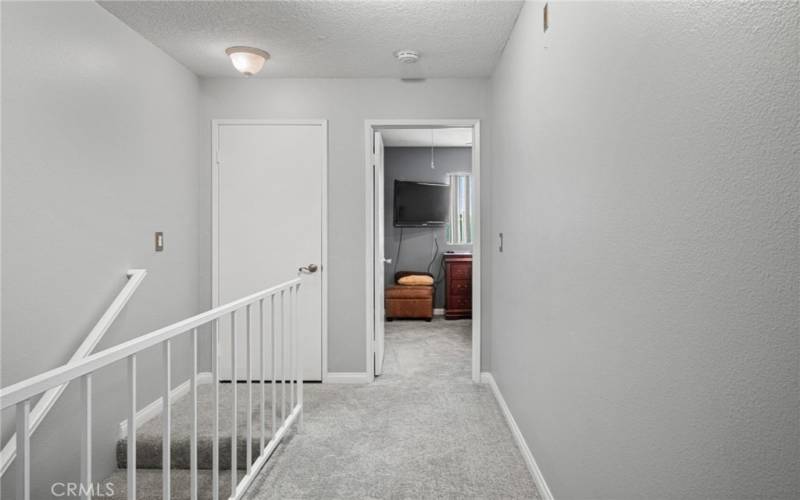 hallway between bedrooms laundry located in behind that door.