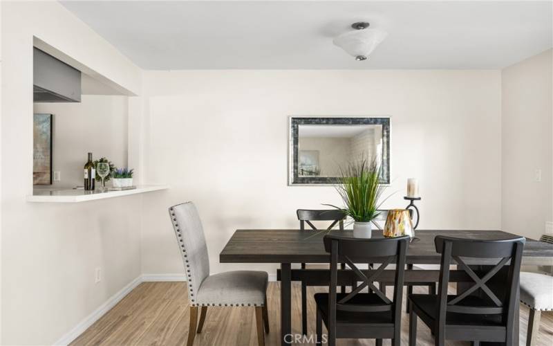 kitchen open to the dining area