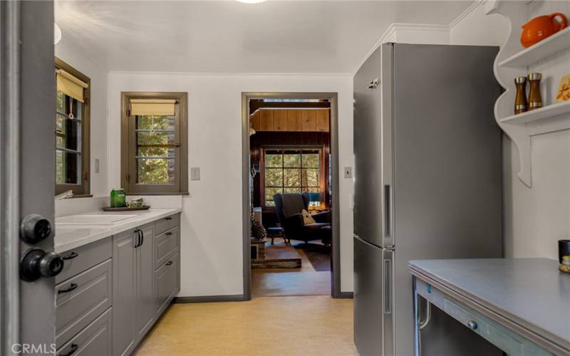 view from main entry into kitchen