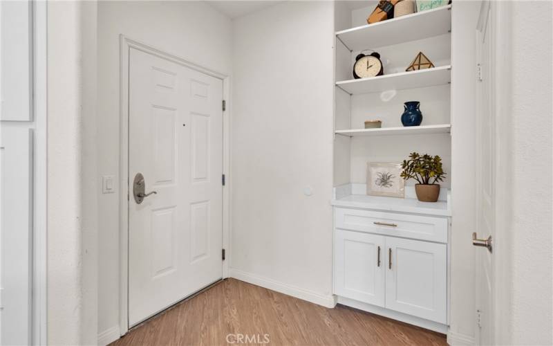 Newly painted interior walls with display wall cabinet