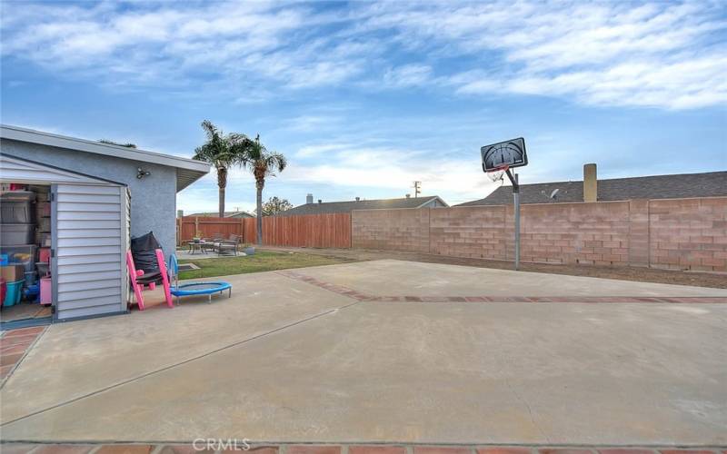 Back yard off of bonus room and primary bedroom