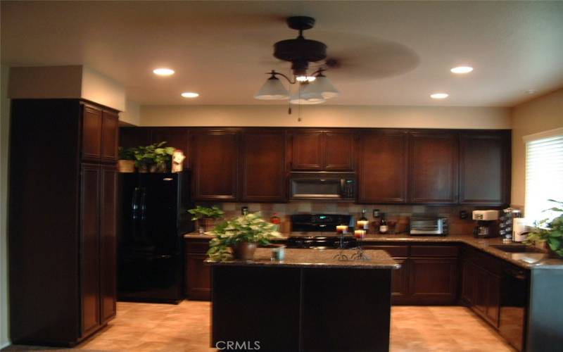 Lacquer painted  cabinets, island and pantry