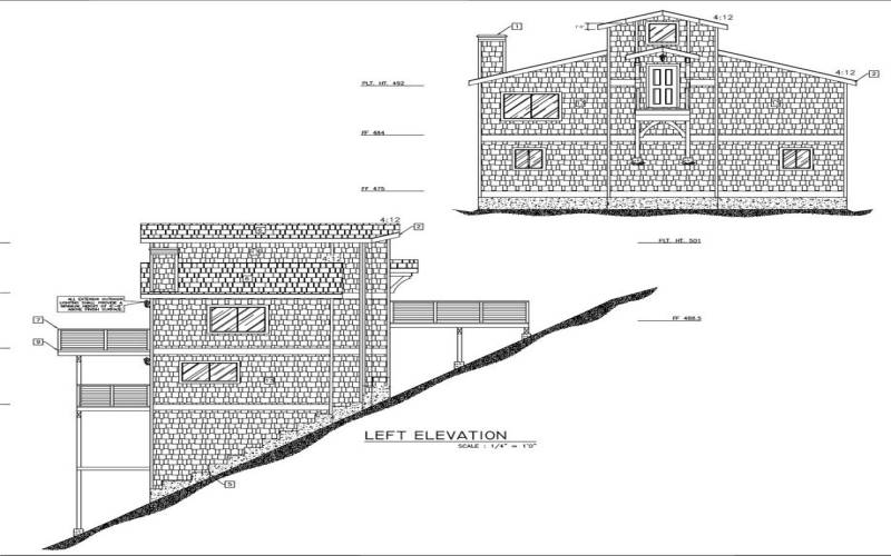 Plans for front and left of home