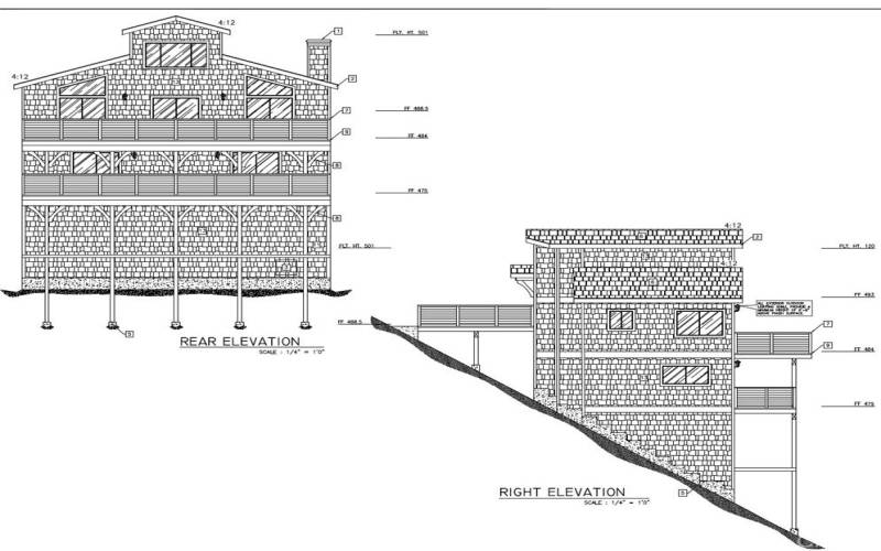 Plans for rear and right of home