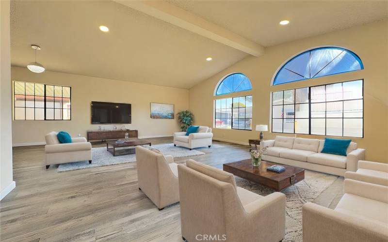 Updated light fixtures in living room and dining room. Virtually staged