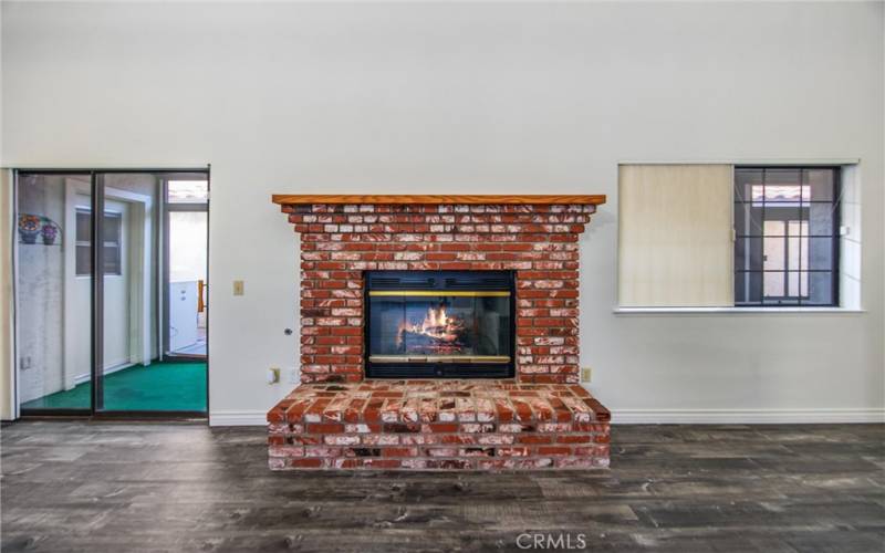 Fireplace in large living area