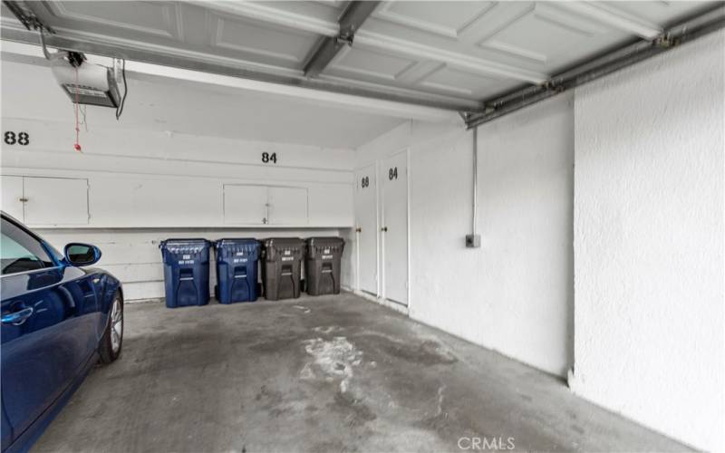 Your 1 car assigned parking in a shared 2 car garage. with 2 storage areas.