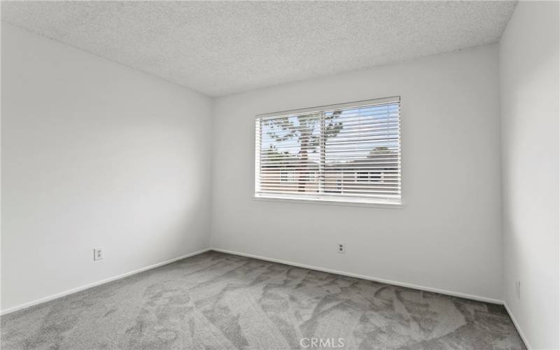 Second bedroom with new carpet, window & new blinds.