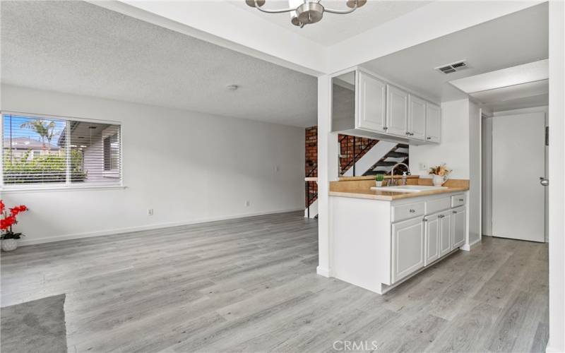 View from dining are to living room & kitchen.