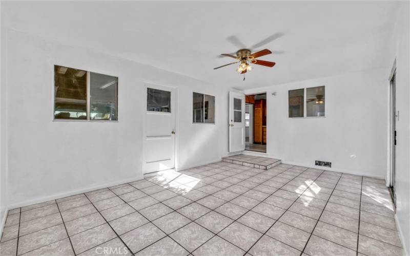 Large Enclosed Patio off Garage