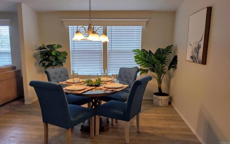 Dining area adjoins kitchen and living room