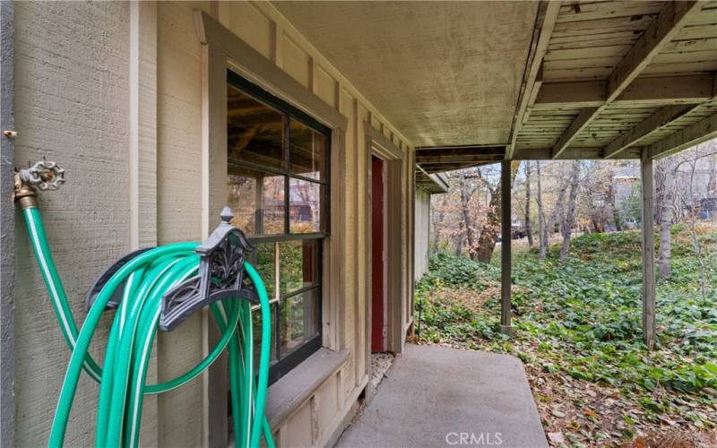 Exterior entry to basement level.